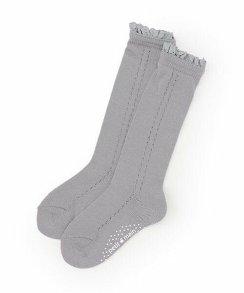 petit main / プティマイン ソックス | レースハイソックス（グレー）
