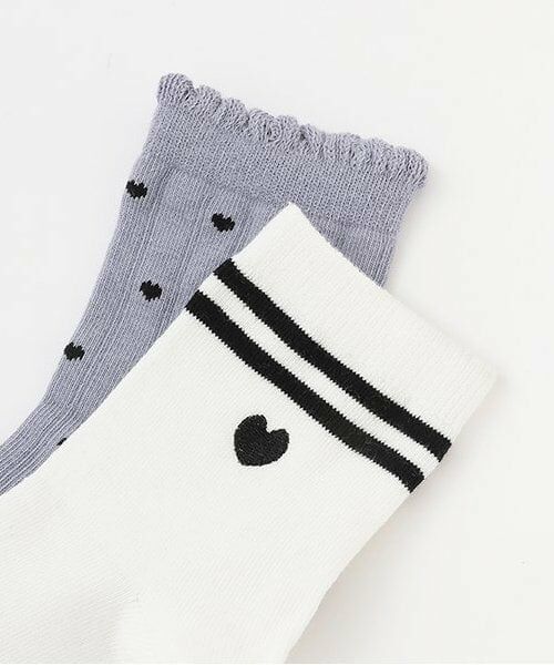 petit main / プティマイン ソックス | ハート・ラインクルーソックス2P | 詳細1
