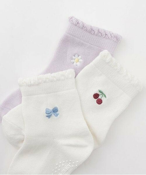 petit main / プティマイン ソックス | 刺しゅう・フロートクルーソックス2P | 詳細2