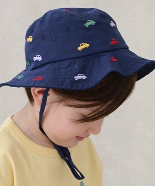 petit main / プティマイン ハット | 【遮熱】刺しゅうバケットハット（紺）
