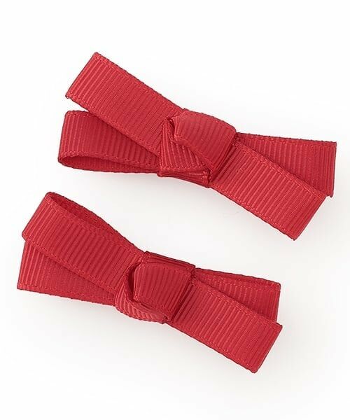 petit main / プティマイン ヘアピン | リボンヘアクリップ2P（赤）