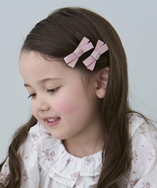 petit main / プティマイン ヘアピン | リボンヘアクリップ2P（ピンク）
