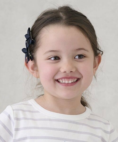 petit main / プティマイン ヘアピン | リボンヘアクリップ2P（紺）