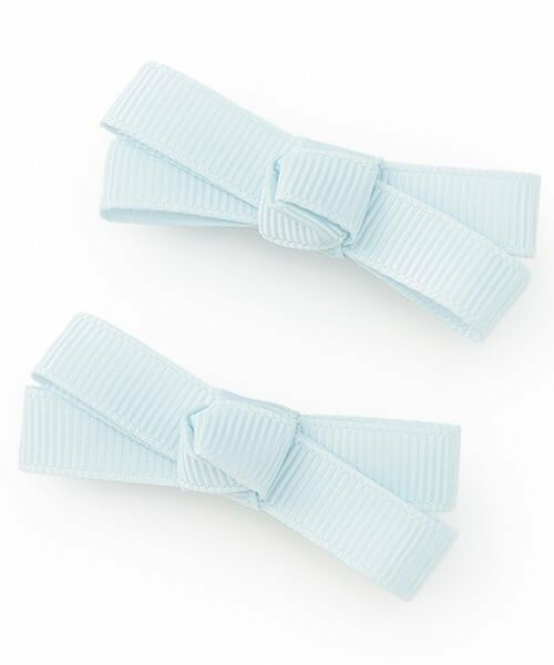 petit main / プティマイン ヘアピン | リボンヘアクリップ2P（サックス）