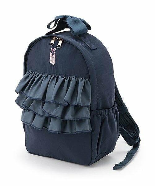 petit main / プティマイン リュック・バックパック | トゥシューズ刺しゅうフリルリュック（紺）