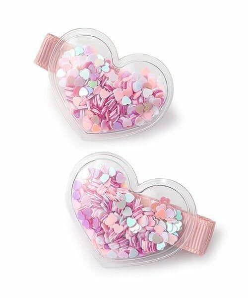 petit main / プティマイン ヘアピン | ハートフレークヘアクリップ2P（ピンク）
