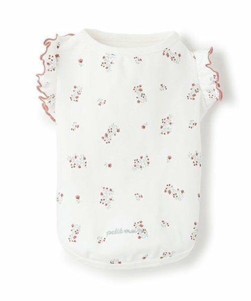 petit main / プティマイン ペットグッズ | 【リンク】【DOG】総柄肩フリルタンク（オフ ホワイト）