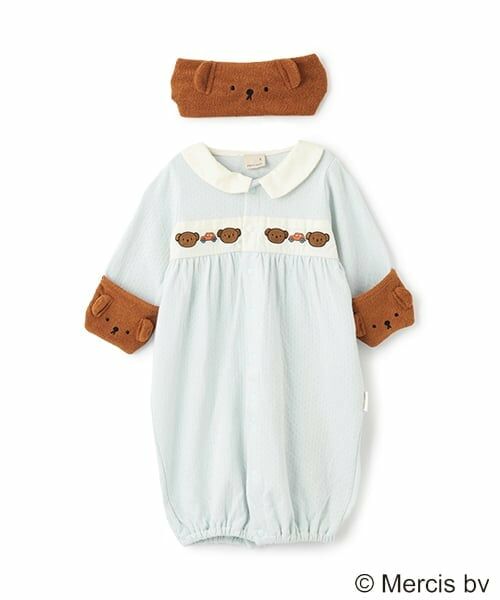 petit main / プティマイン ロンパース | 【Miffy】ヘアバンド付き2WAYオール（ライト ブルー）