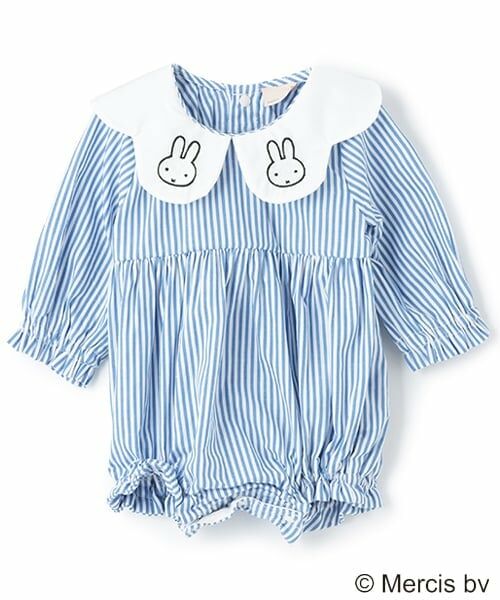 petit main / プティマイン ロンパース | 【Miffy】刺繍襟切替ロンパース（サックス）