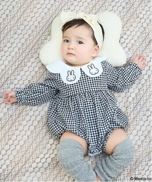 petit main / プティマイン ロンパース | 【Miffy】刺繍襟切替ロンパース（黒）