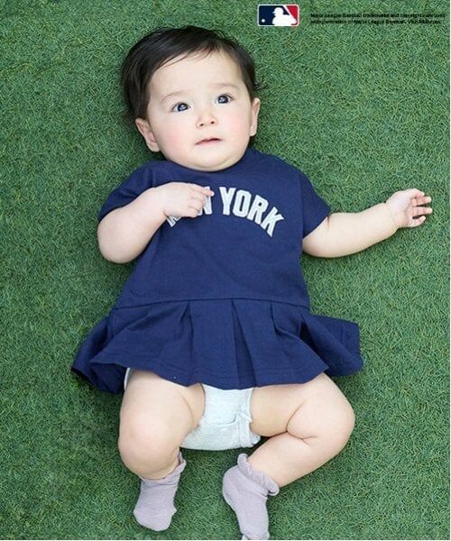 petit main / プティマイン ロンパース | 【MLB】スカートつきロンパース（紺）