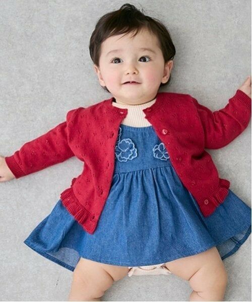 petit main / プティマイン ベビー・キッズウエア | 【リンク】針ぬきカーディガン(ベビー)（赤）