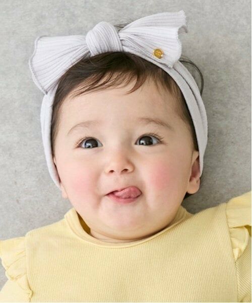 petit main / プティマイン ベビー・キッズグッズ | リボンヘアバンド（ブルー グレー）