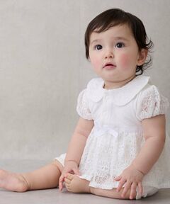petit main / プティマイン ロンパース | 【弱酸性】レースペプラム半袖2WAYオール