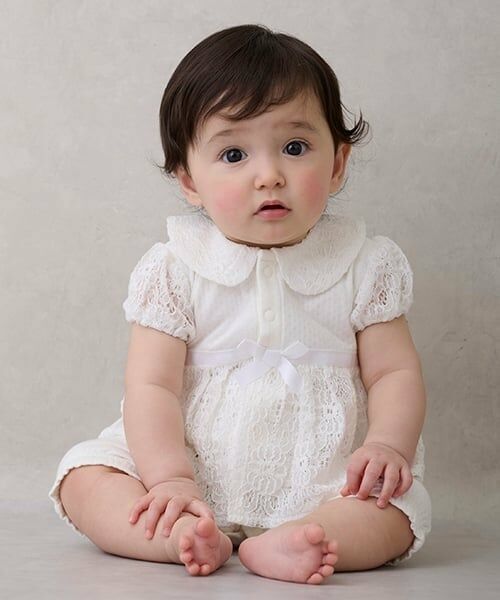 petit main / プティマイン ロンパース | 【弱酸性】レースペプラム半袖2WAYオール | 詳細1