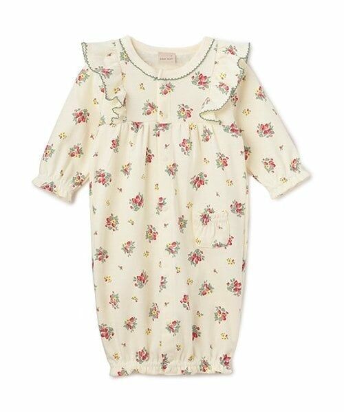 petit main / プティマイン ロンパース | 【オーガニック】肩フリル2WAYオール（赤）