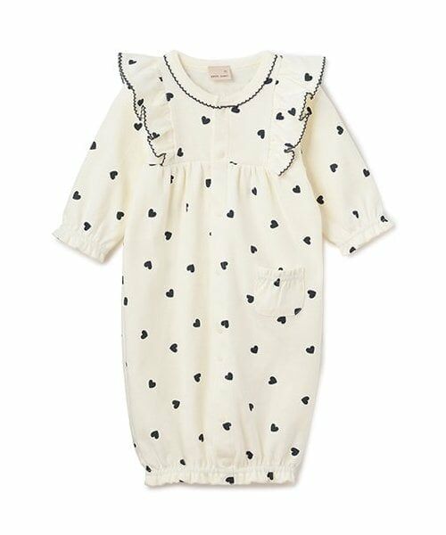 petit main / プティマイン ロンパース | 【オーガニック】肩フリル2WAYオール（紺）