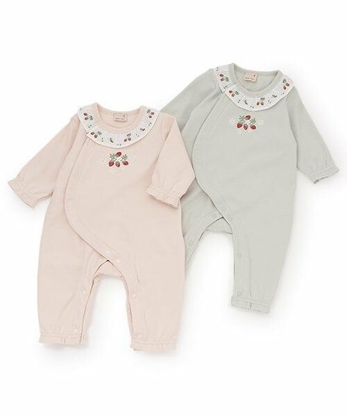 petit main / プティマイン ロンパース | 【弱酸性】イチゴ刺しゅうカバーオール | 詳細11