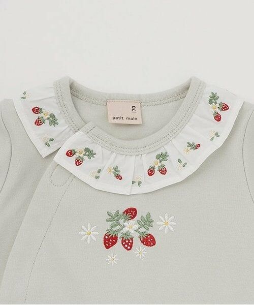 petit main / プティマイン ロンパース | 【弱酸性】イチゴ刺しゅうカバーオール | 詳細2