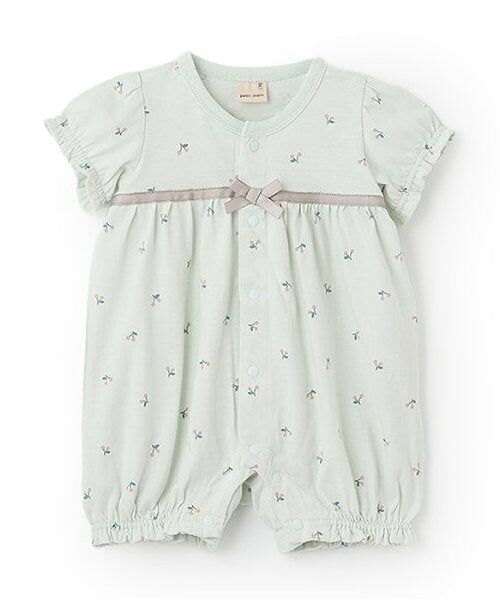 petit main / プティマイン ロンパース | 胸切替カバーオール（ライト グリーン）