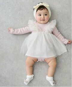 petit main / プティマイン ロンパース | 【リンク】肩フリルチュールOPロンパース