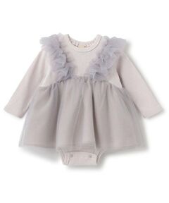 petit main / プティマイン ロンパース | 【リンク】肩フリルチュールOPロンパース