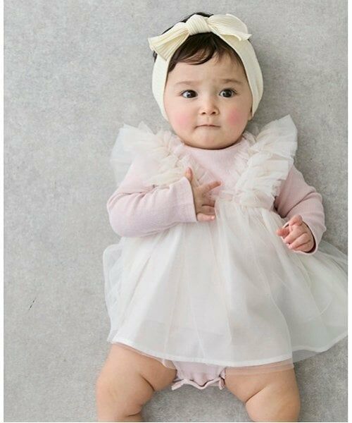 petit main / プティマイン ロンパース | 【リンク】肩フリルチュールOPロンパース | 詳細1