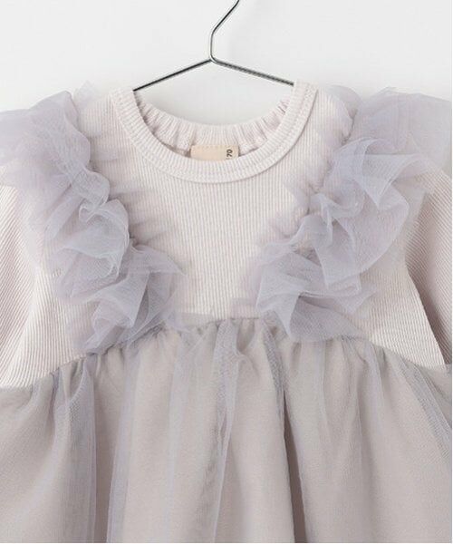 petit main / プティマイン ロンパース | 【リンク】肩フリルチュールOPロンパース | 詳細4