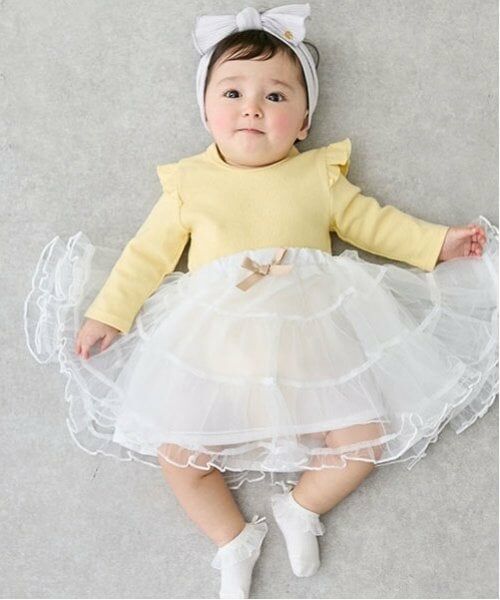 petit main / プティマイン ベビー・キッズウエア | チュールスカート＋ロンパースセット（黄）