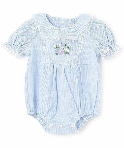 petit main / プティマイン ロンパース | 衿レースロンパース（ライト ブルー）