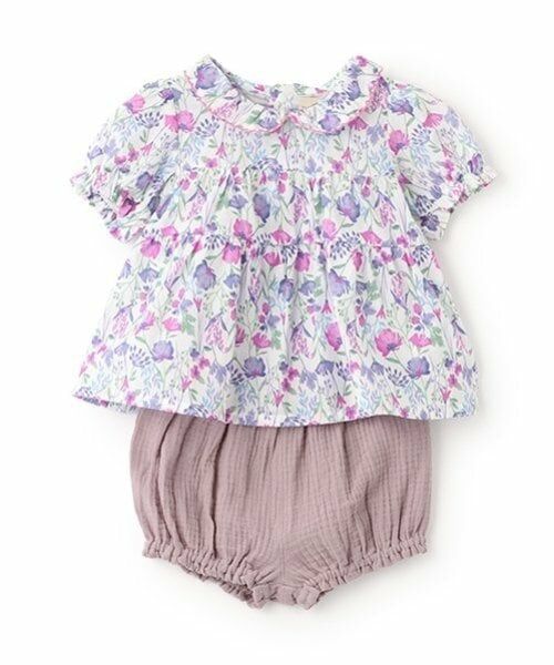 petit main / プティマイン ベビー・キッズウエア | 花柄チュニックパンツセット(ピンク)