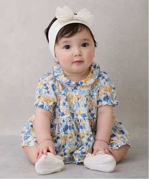 petit main / プティマイン ベビー・キッズウエア | 花柄チュニックパンツセット(ブルー)