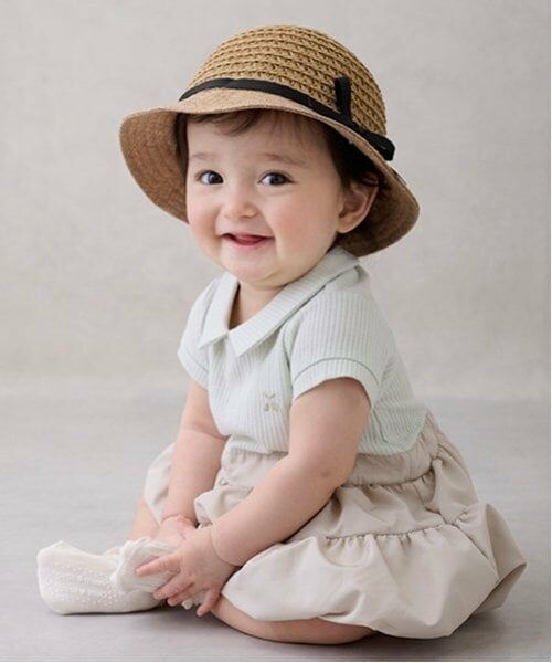 petit main / プティマイン ロンパース | バルーンOPロンパース（ライト グリーン）