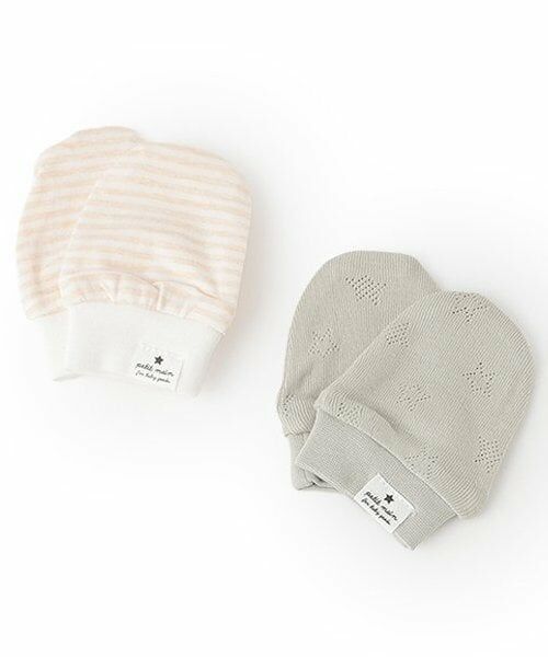 petit main / プティマイン ベビー・キッズグッズ | ミトンセット（ライト グリーン）