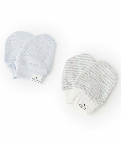 petit main / プティマイン ベビー・キッズグッズ | ミトンセット（ライト ブルー）