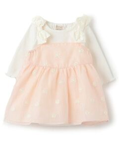 petit main / プティマイン ロンパース | 【リンク】花刺しゅうワンピロンパース