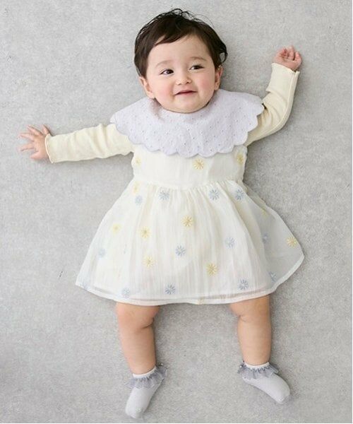 petit main / プティマイン ロンパース | 【リンク】花刺しゅうワンピロンパース | 詳細1