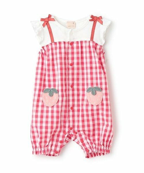 petit main / プティマイン ロンパース | フルーツモチーフカバーオール（ピンク）