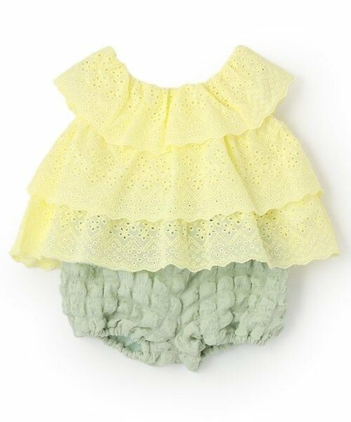 petit main / プティマイン ベビー・キッズウエア | レースチュニックセットアップ（黄）