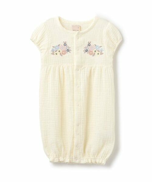 petit main / プティマイン ロンパース | 【お肌にやさしい】刺しゅうガーゼ2WAYオール（アイボリー）