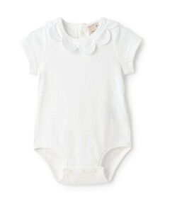 petit main / プティマイン ロンパース | スカラップ衿半袖ロンパース