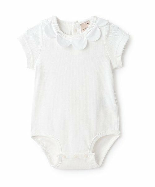 petit main / プティマイン ロンパース | スカラップ衿半袖ロンパース（オフ ホワイト）