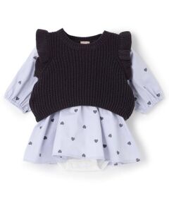 petit main / プティマイン ロンパース | 【リンク】ベストつきワンピース(ロンパース)