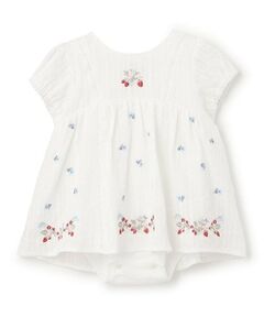 petit main / プティマイン ロンパース | 【リンク】イチゴ刺しゅうロンパース