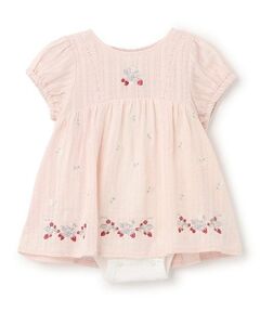 petit main / プティマイン ロンパース | 【リンク】イチゴ刺しゅうロンパース