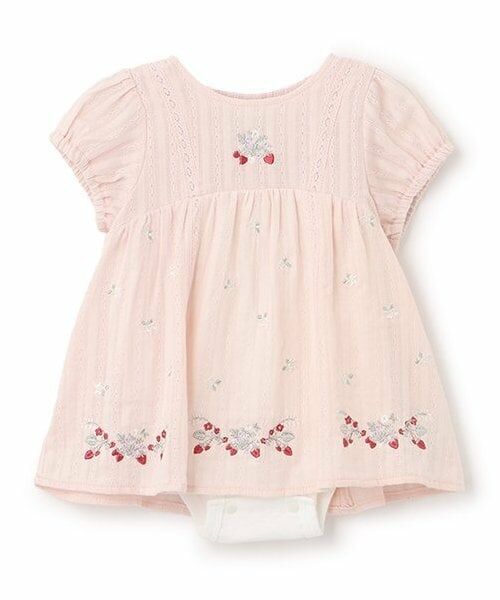 petit main / プティマイン ロンパース | 【リンク】イチゴ刺しゅうロンパース（ライト ピンク）