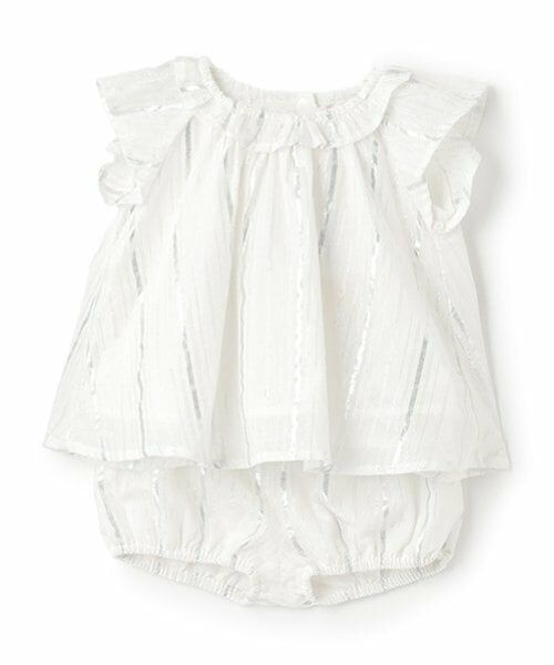 petit main / プティマイン ベビー・キッズウエア | 【リンク】ラメストライプ/花柄セットアップ(ベビー)（オフ ホワイト）