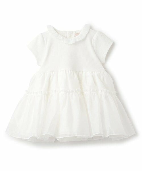 petit main / プティマイン ロンパース | 【リンク】オーガンジーOPロンパース（アイボリー）