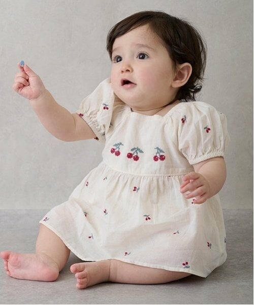 petit main / プティマイン ベビー・キッズウエア | 【リンク】チェリー刺しゅうセットアップ(ベビー)（アイボリー）