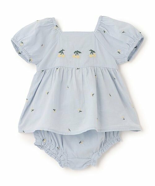 petit main / プティマイン ベビー・キッズウエア | 【リンク】チェリー刺しゅうセットアップ(ベビー)（ライト ブルー）